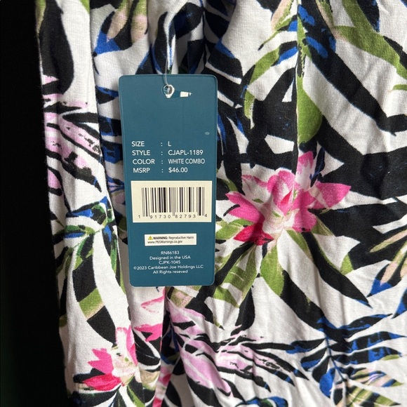 Caribbean Joe Pink and Green Floral Long Sleeve Top - Picture 4 of 4